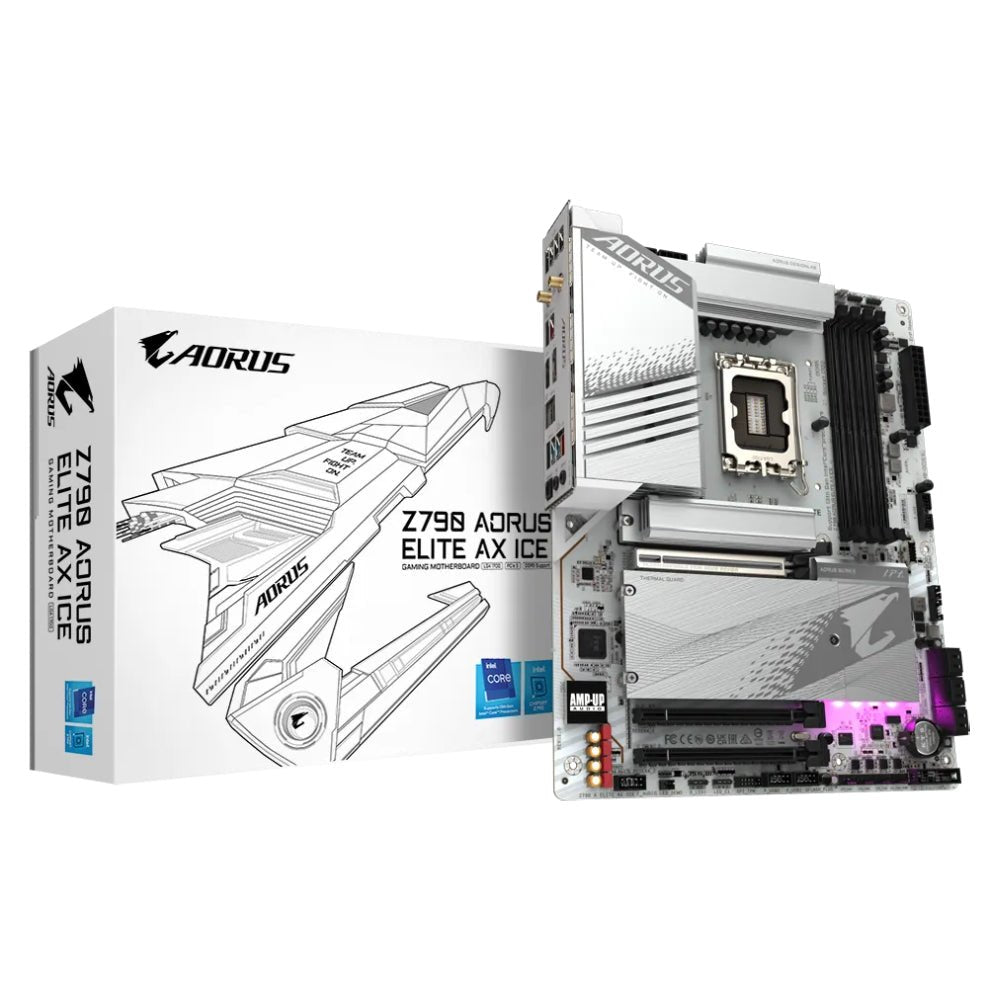 Gigabyte Aorus Z790 Elite AX ICE Wifi DDR5 LGA 1700 Intel ATX Gaming Motherboard - لوحة الأم - Store 974 | ستور ٩٧٤