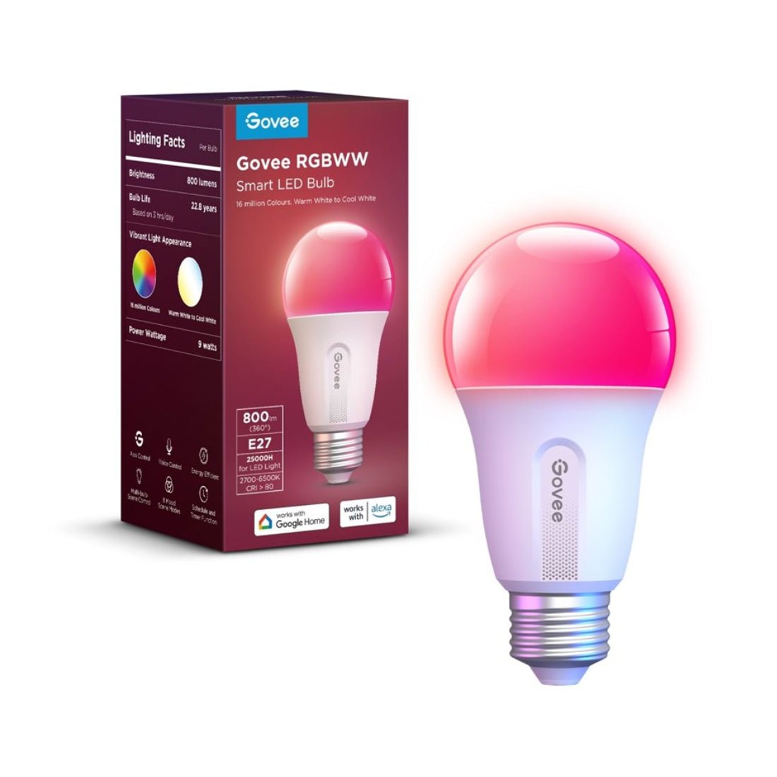 Govee WIFI & Bluetooth Smart Light Bulb 800lm - 1Pack - إضاءة - Store 974 | ستور ٩٧٤