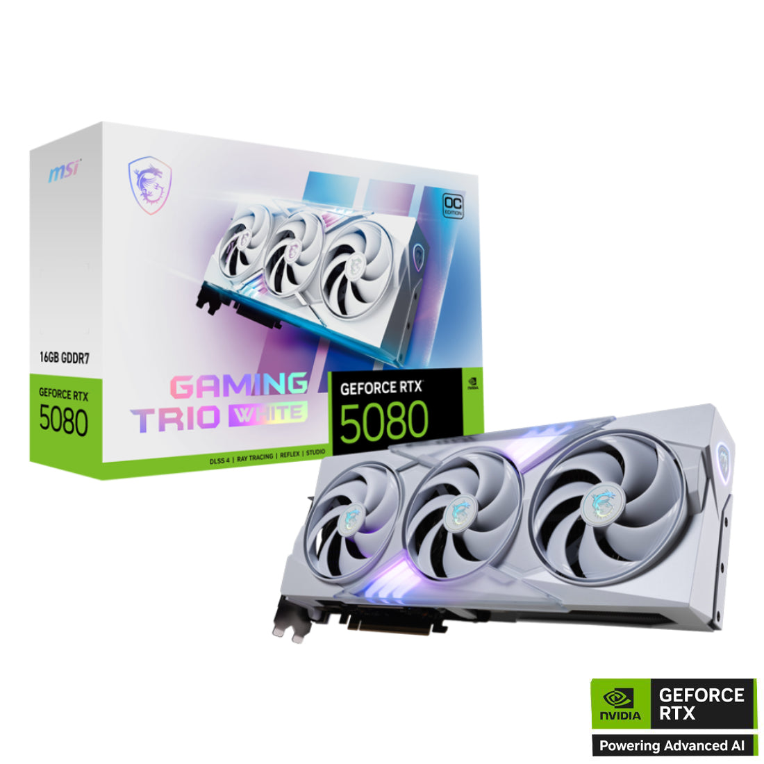 MSI GeForce RTX 5080 16GB Gaming Trio OC Graphics Card - White
