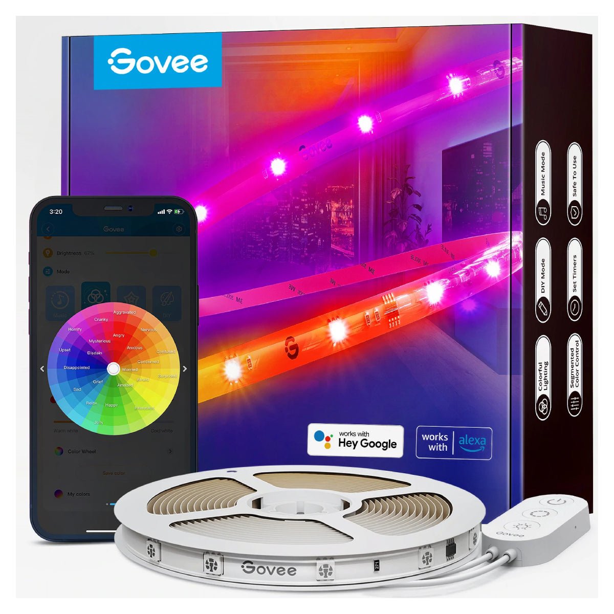 Govee RGBIC LED Strip Lights With Protective Coating - 10m - إضاءة