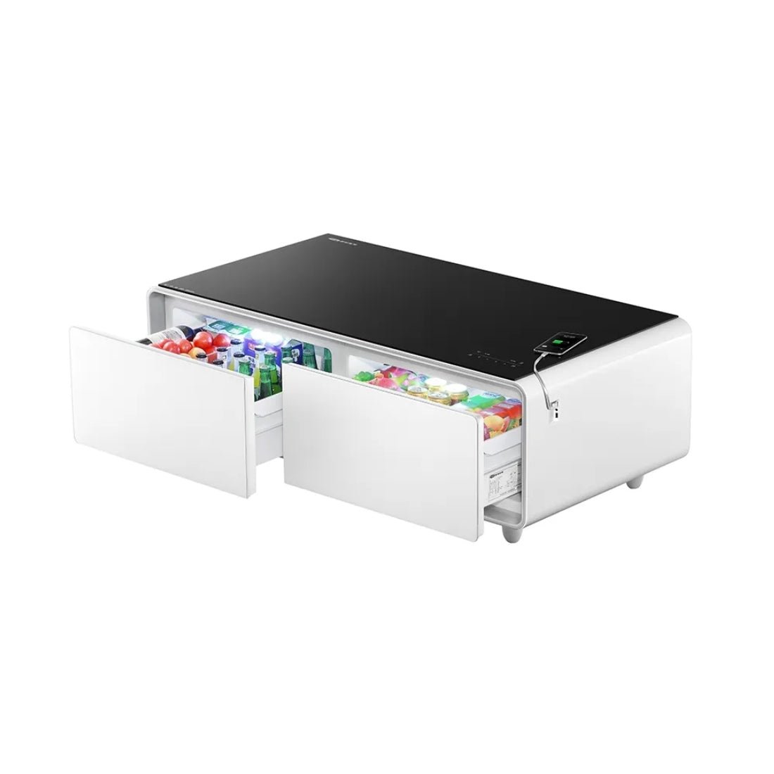 Smart Coffee Table w/ Refrigerator - White - طاولة ذكية بثلاجة - Store 974 | ستور ٩٧٤