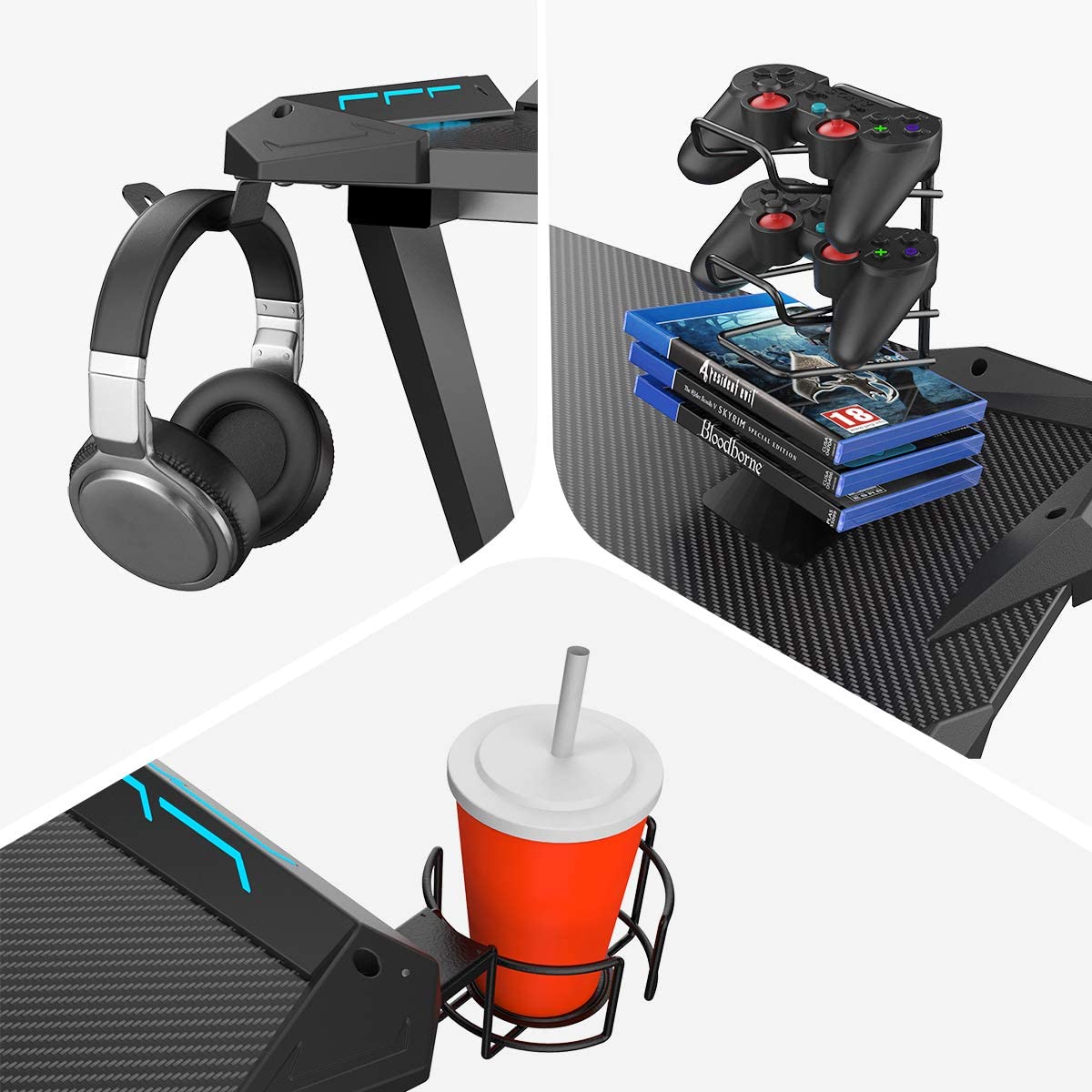 Eureka Ergonomic Gamer's Gear Rack Bundle - Cup Holder, Headset Hook & Controller Rack - Store 974 | ستور ٩٧٤