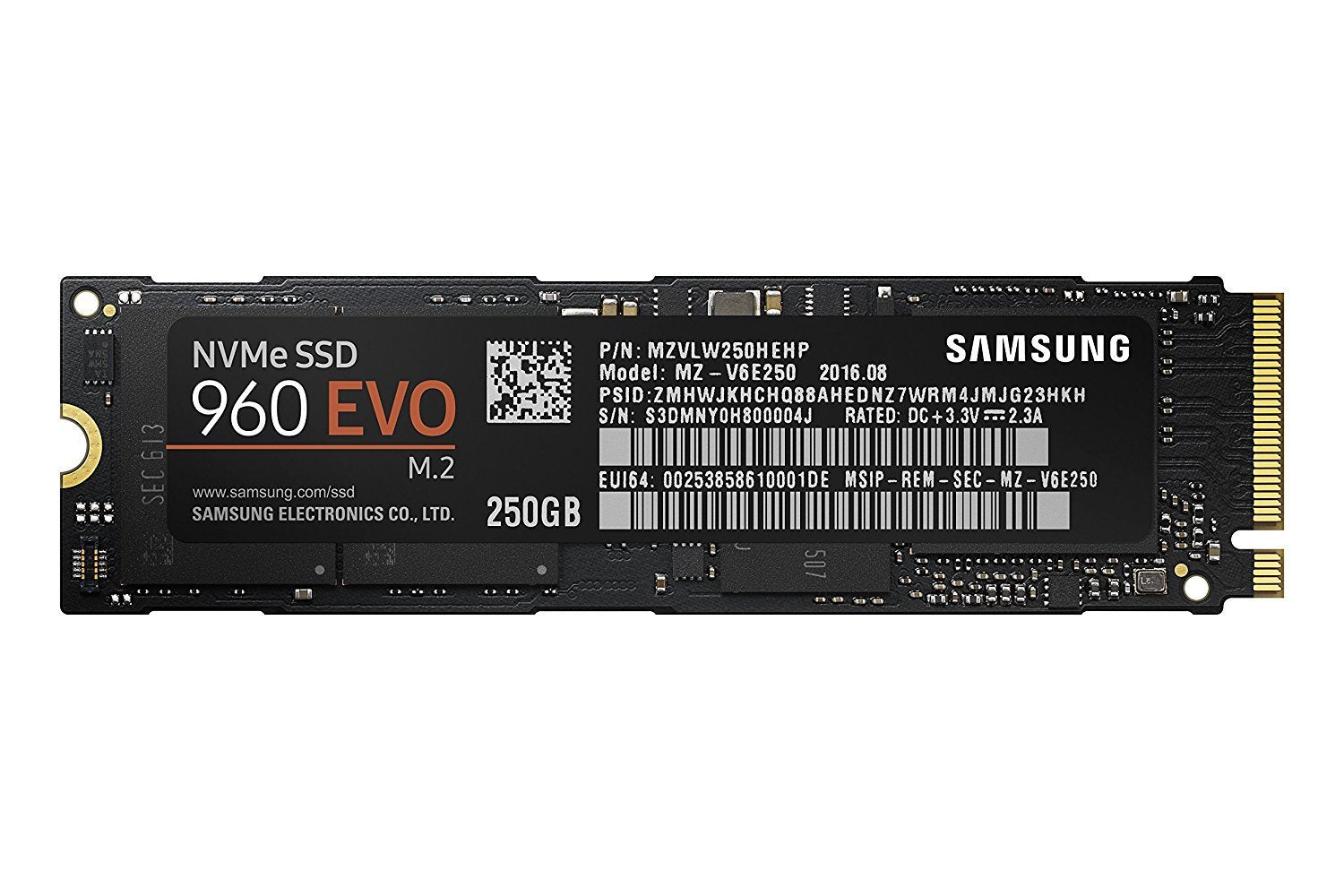 Samsung 960 EVO Series PCIe NVMe Internal SSD مساحة تخزين