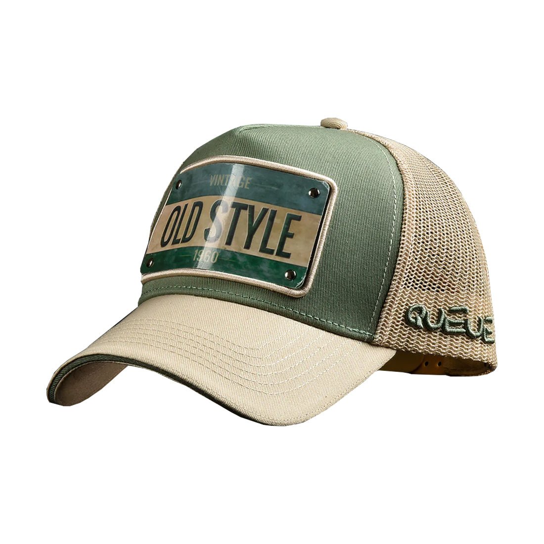 Queue Caps Old Style Cap - Green & Beige - قبعة - Store 974 | ستور ٩٧٤