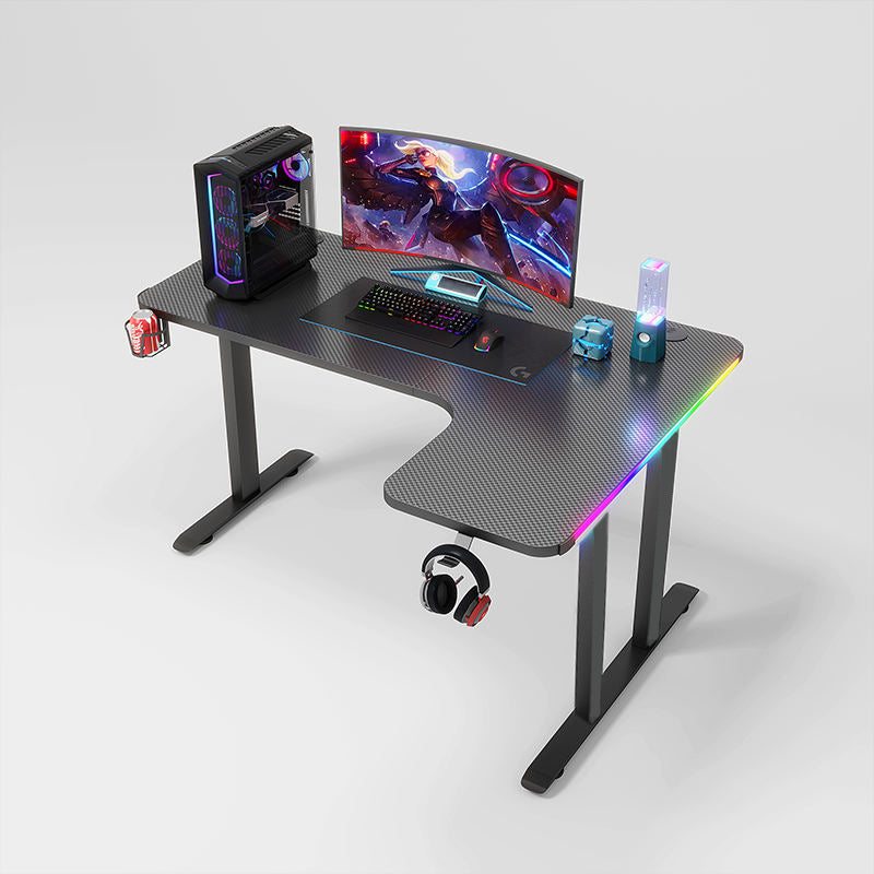 Epic Gamers Pro Gaming Corner ARGB Desk w/ Remote Control - Black - طاولة Epic Gamers Pro Gaming Corner ARGB Desk w/ Remote Control - Black - طاولة