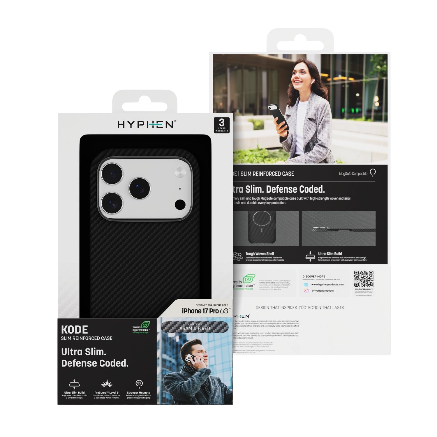 HYPHEN KODE Kevlar MagSafe Case - Black - iPhone 17 Pro - 6.3