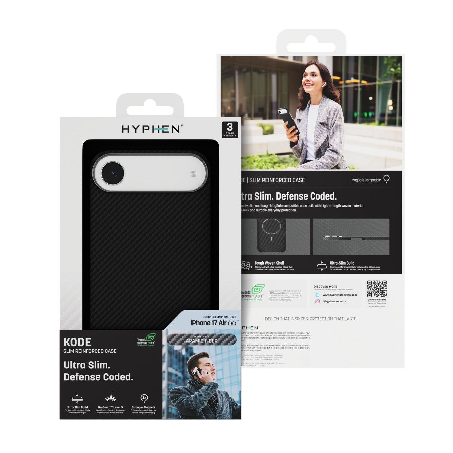 HYPHEN KODE Kevlar MagSafe Case - Black - iPhone 17 Air - 6.6