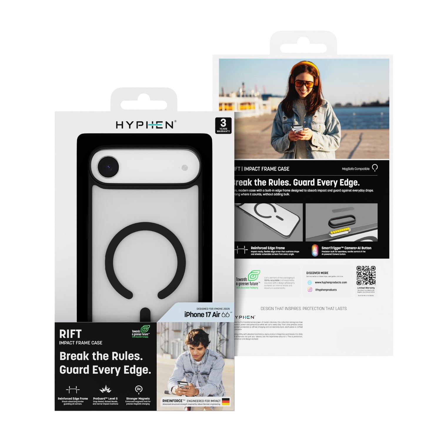 HYPHEN RIFT Impact Frame MagSafe Case - Black - iPhone 17 Air - 6.6