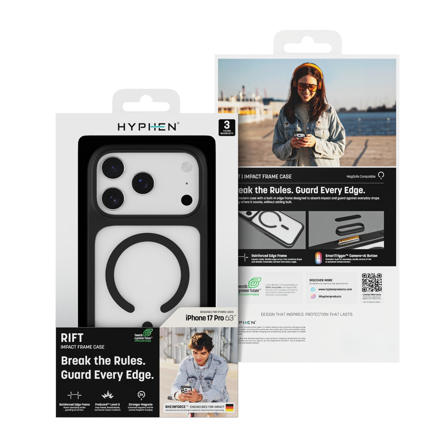 HYPHEN RIFT Impact Frame MagSafe Case - Black - iPhone 17 Pro - 6.3