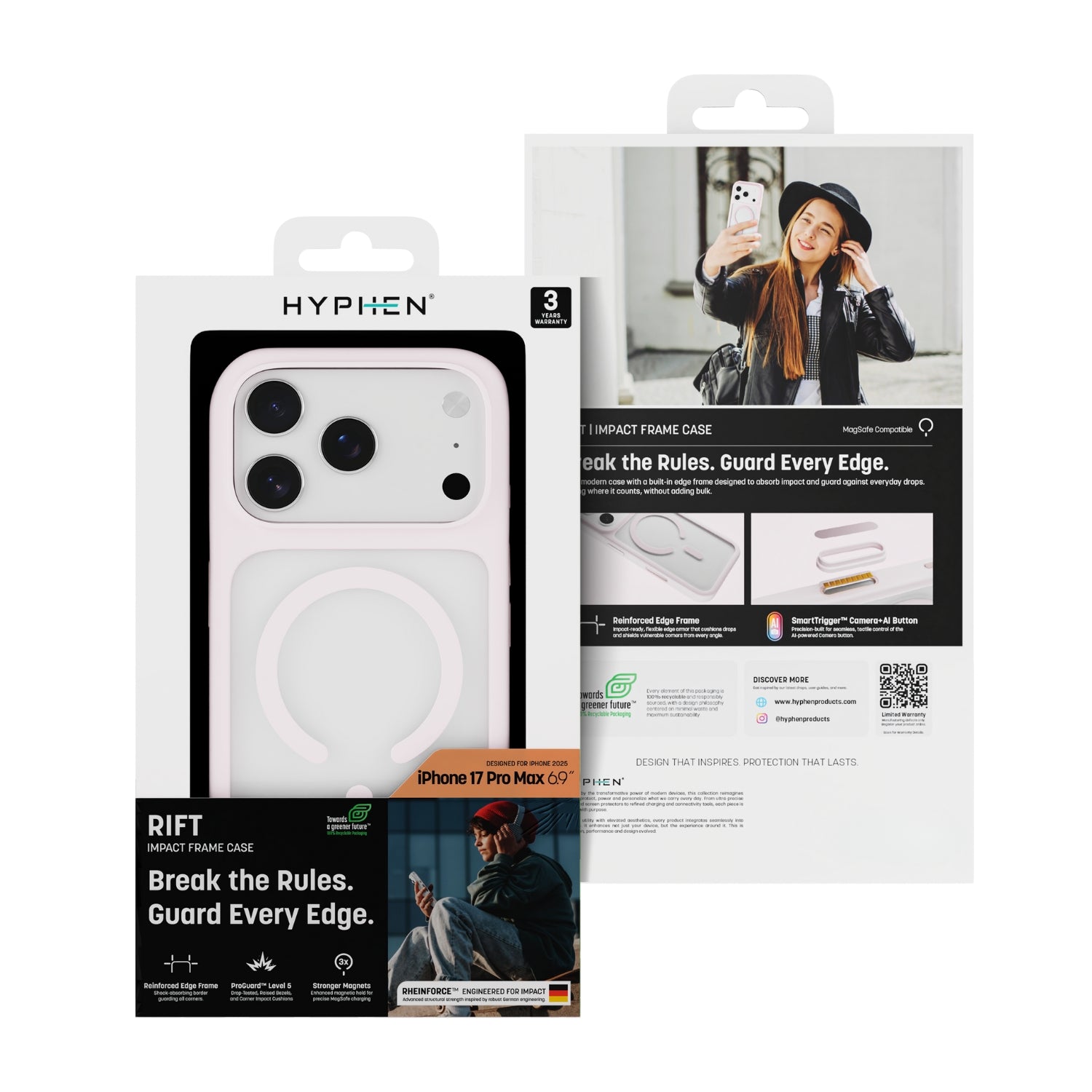HYPHEN RIFT Impact Frame MagSafe Case - Pink - iPhone 17 Pro Max - 6.9