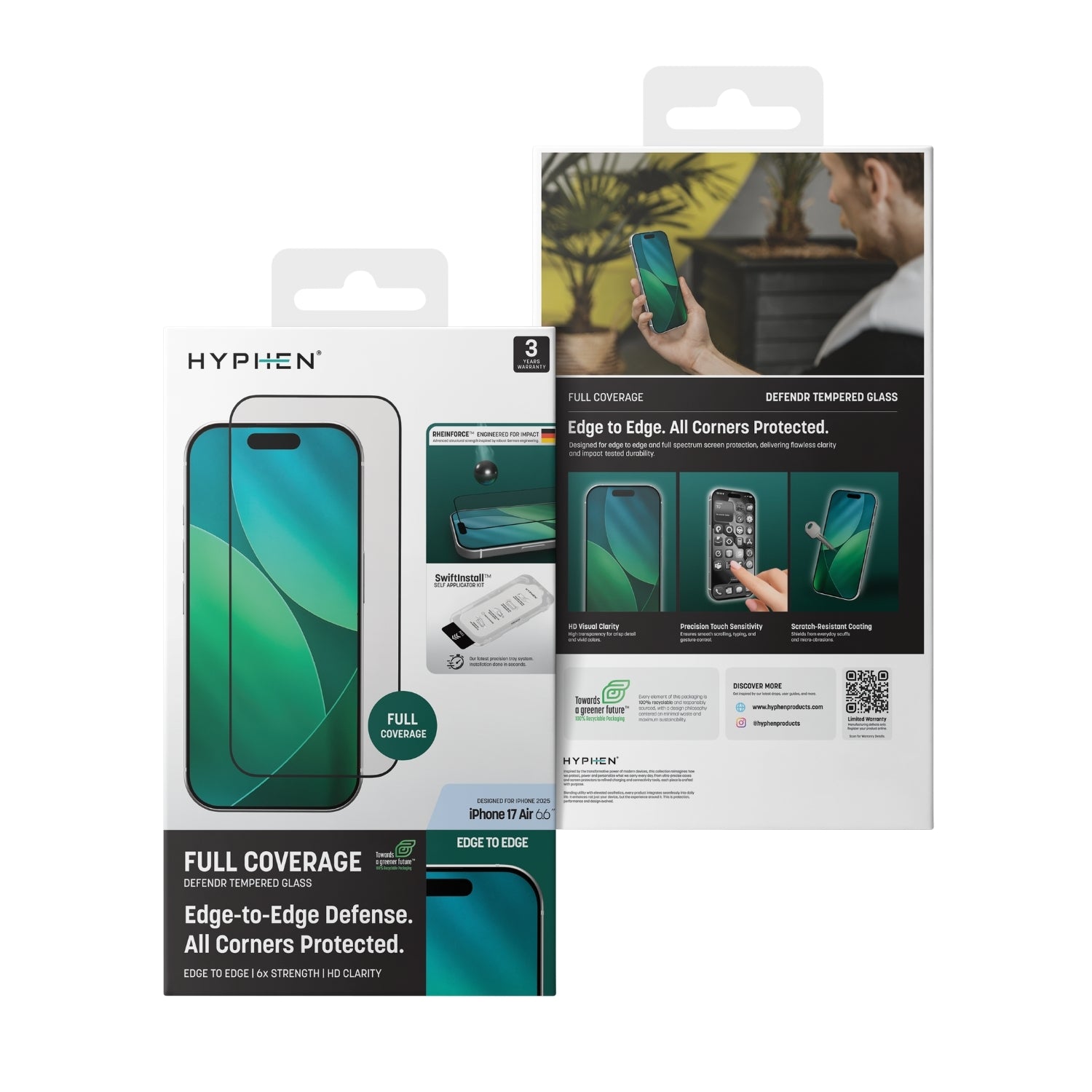 HYPHEN DEFENDR Full Coverage Tempered Glass with Applicator - iPhone 17 Air - 6.6