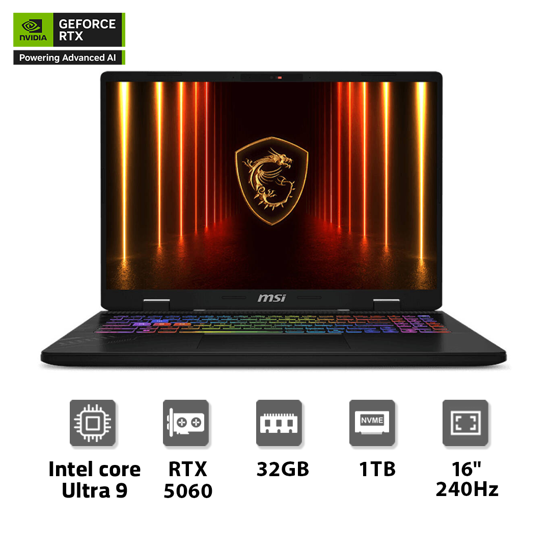 MSI Crosshair 16 AI D2XWFKG Intel Core Ultra 9 275HX, 32GB, 1TB, RTX 5060 8GB, 16″ QHD+ 240Hz Gaming Laptop - حاسوب محمول - Store 974 Electronics WLL  | ستور٩٧٤ للالكترونيات ذ.م.م