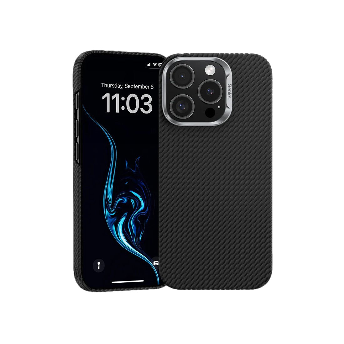 Benks ArmorAir Case built with Kevlar 600D iPhone 16 Pro - Black - اكسسوار - Store974 Electronics WLL | ستور٩٧٤ للالكترونيات ذ.م.م