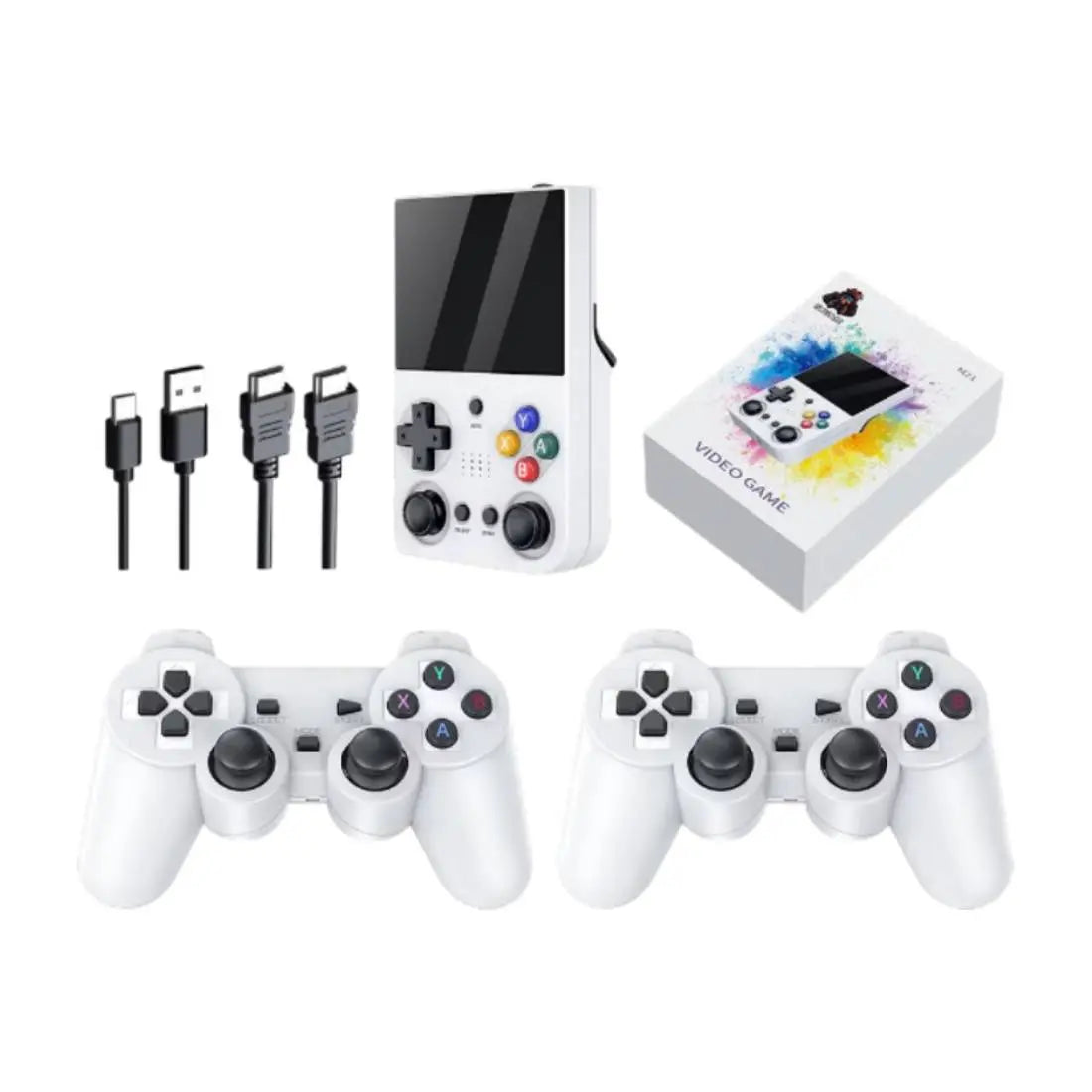 M21 Retro Handheld Game Console + 2 Game Controllers- White - جهاز ألعاب