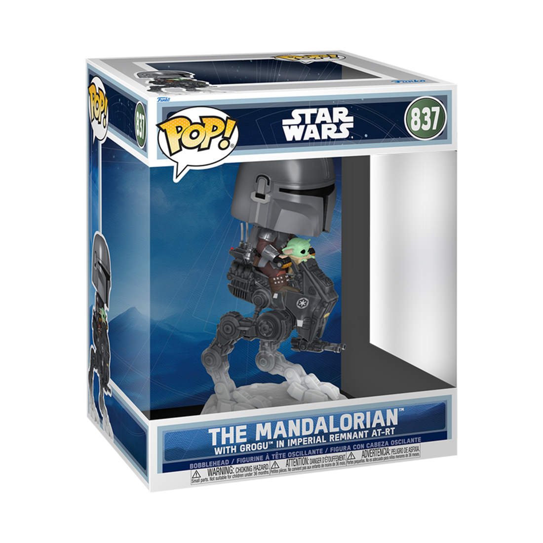 Funko Pop Rides Deluxe! Star Wars: The Mandalorian and Grogu - Mandalorian w/ Grogu #837 - مجسم Funko Pop Rides Deluxe! Star Wars: The Mandalorian and Grogu - Mandalorian w/ Grogu #837 - مجسم