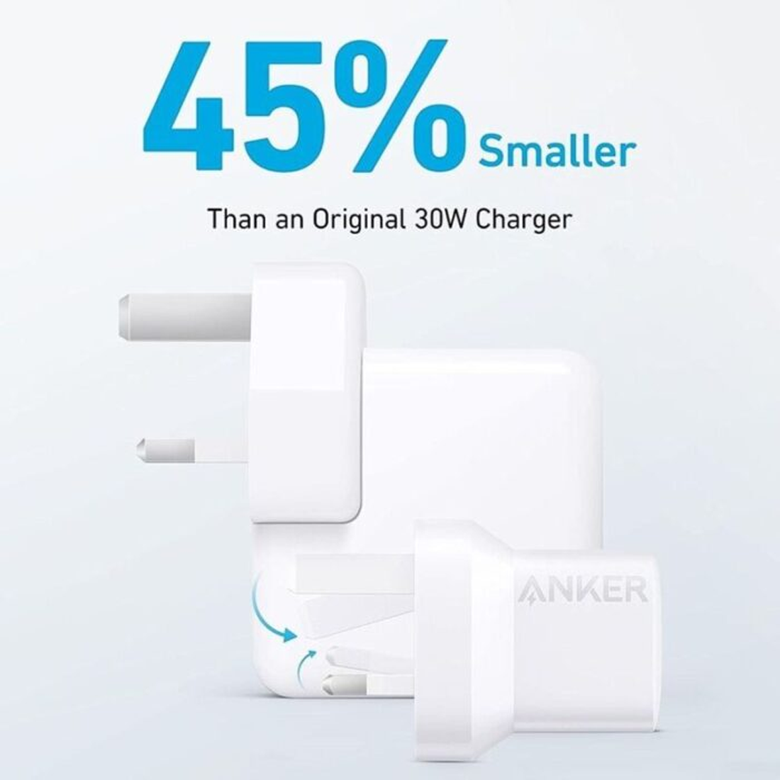 Anker 20W Dual Port High Speed Charger w/ USB C-C Cable 1.5m - White - شاحن