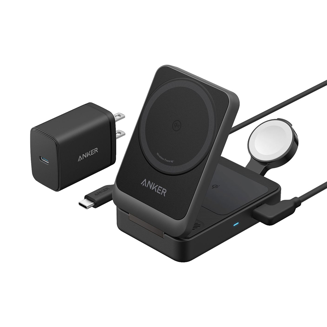 Anker Charger MagGo Station 15W 3in1 Foldable Black - شاحن