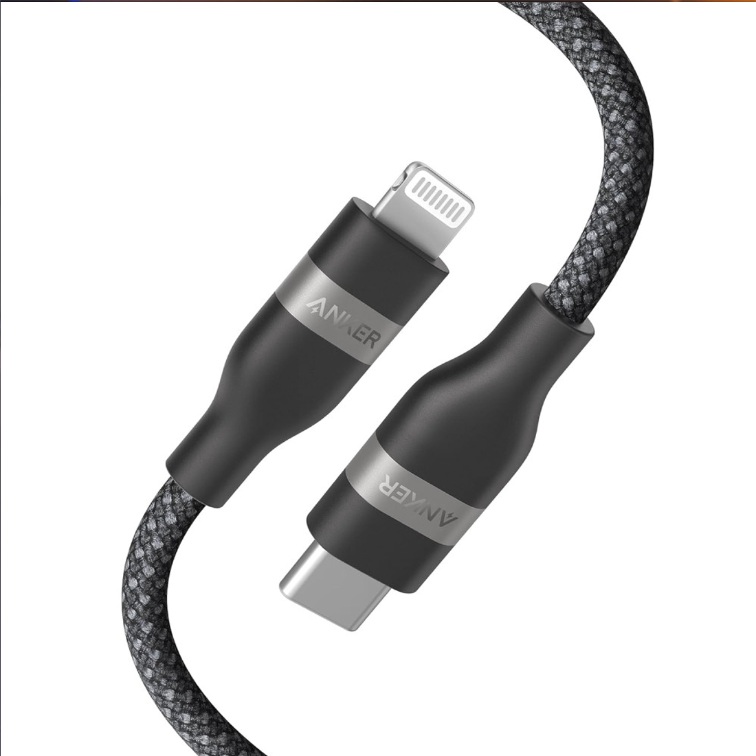 Anker USB-C to Lightning Cable (3ft Braided) A82B2011 - Black - أكسسوارات