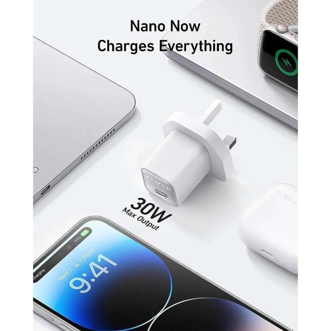 Anker 511 Charger (Nano 3, 30W) – White – شاحن Anker 511 Charger (Nano 3, 30W) – White – شاحن