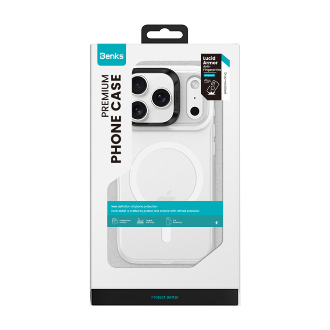 Benks Lucid Armor Magnetic Phone Case iP17 Pro Max - White - اكسسوار - Store 974 Electronics WLL  | ستور٩٧٤ للالكترونيات ذ.م.م