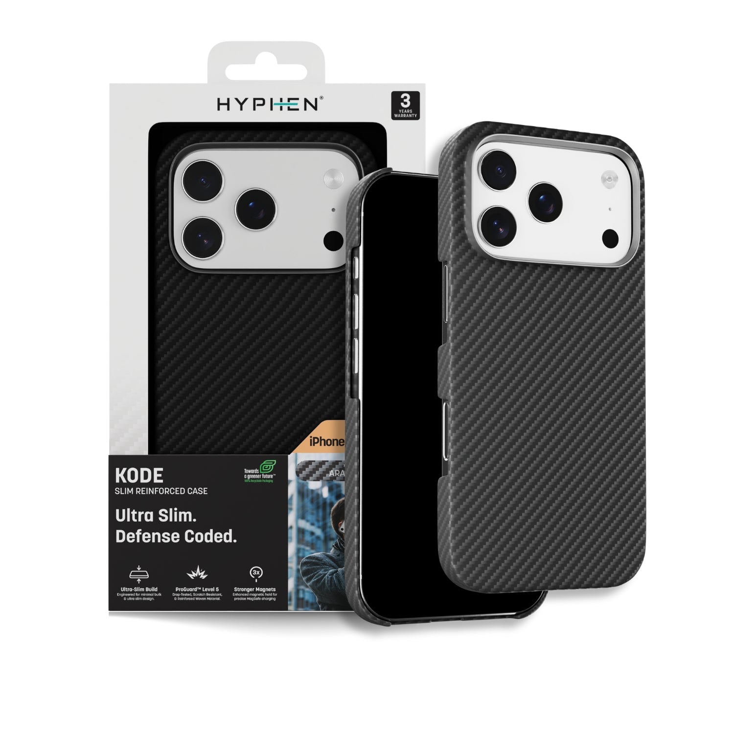 HYPHEN KODE Kevlar MagSafe Case - Black - iPhone 17 Pro Max - 6.9