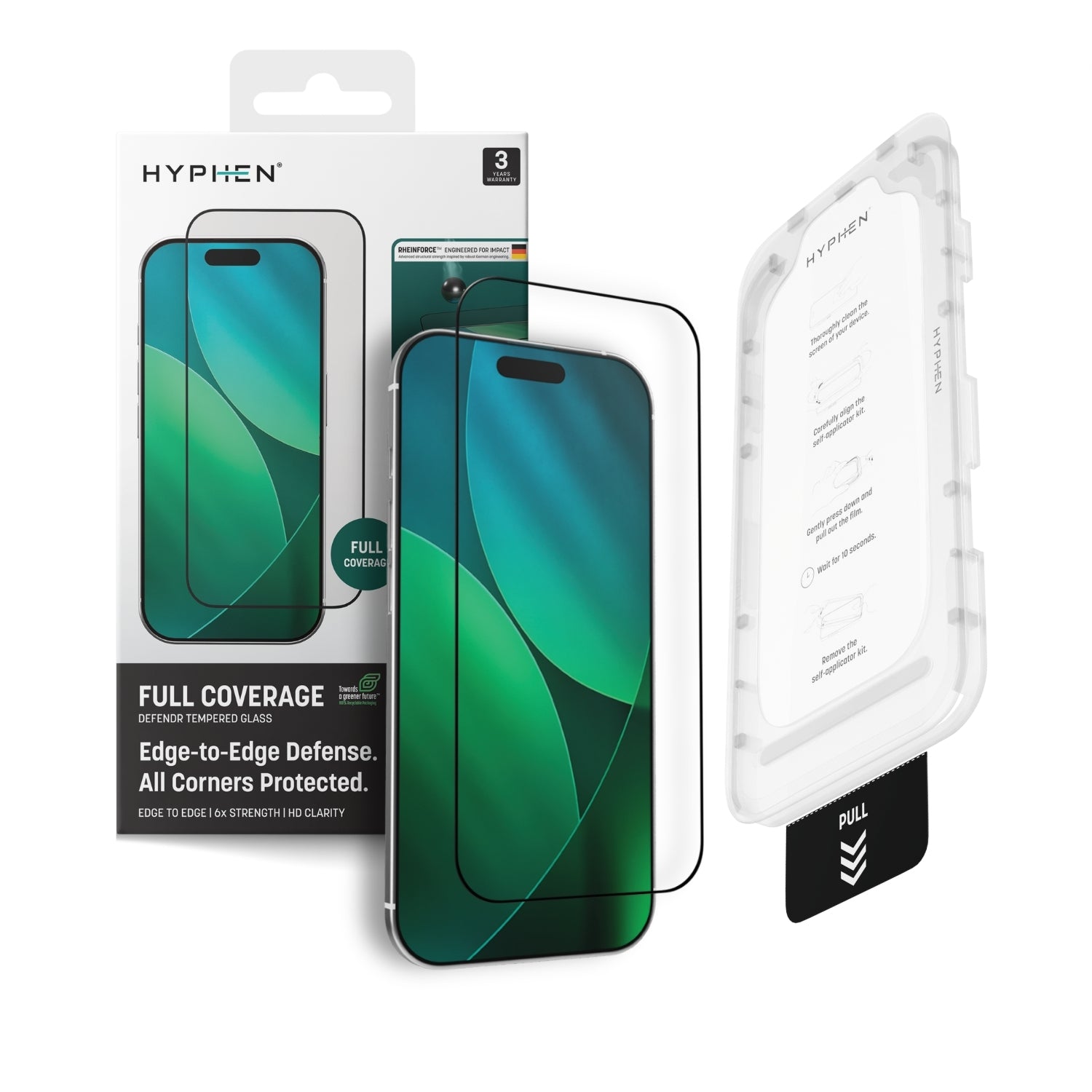 HYPHEN DEFENDR Full Coverage Tempered Glass with Applicator - iPhone 17 Pro - 6.6