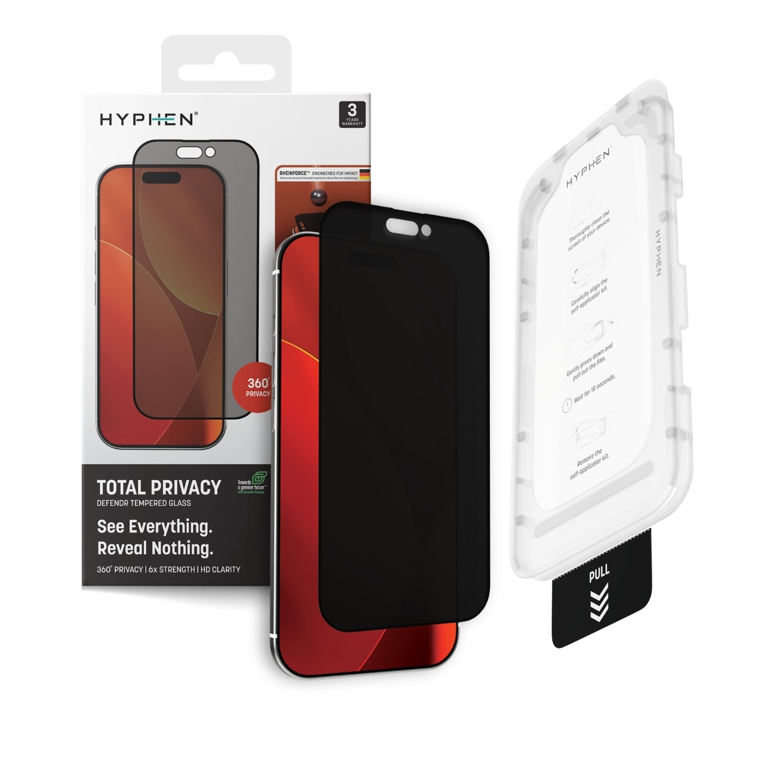 HYPHEN DEFENDR Privacy Tempered Glass with Applicator - iPhone 17 Air - 6.6