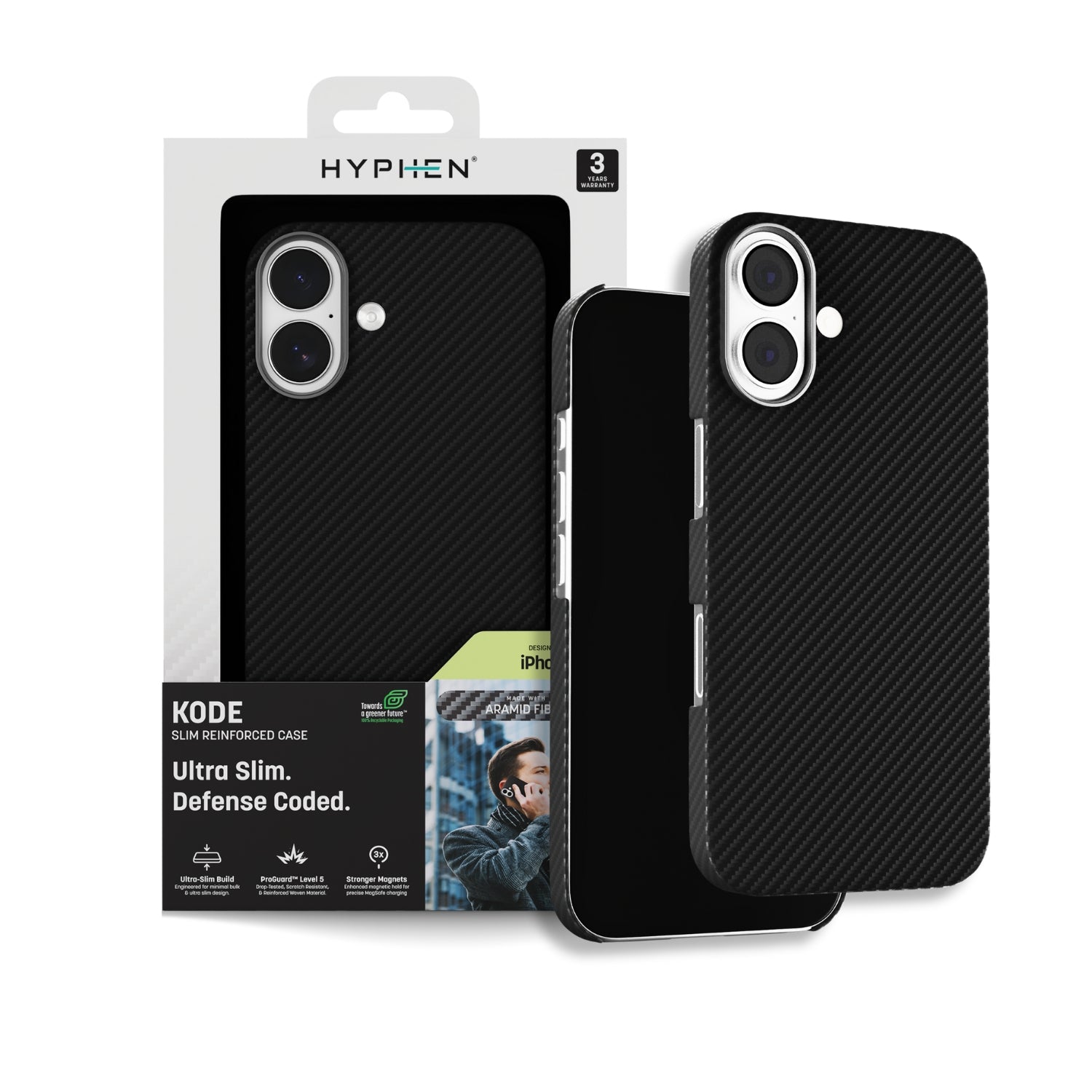 HYPHEN KODE Kevlar MagSafe Case - Black - iPhone 17 - 6.3