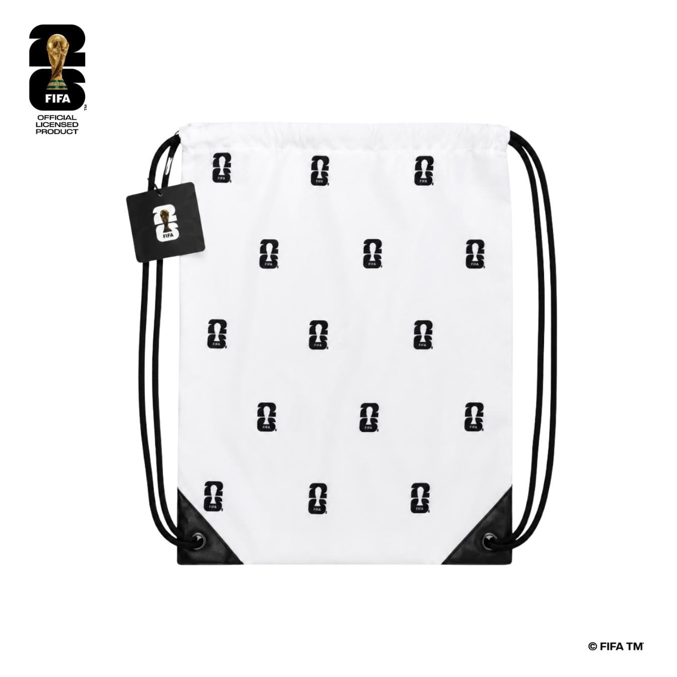 FWC26 Official Premium Drawstring Bag with Trophy Patterns - White - حقيبة FWC26 Official Premium Drawstring Bag with Trophy Patterns - White - حقيبة