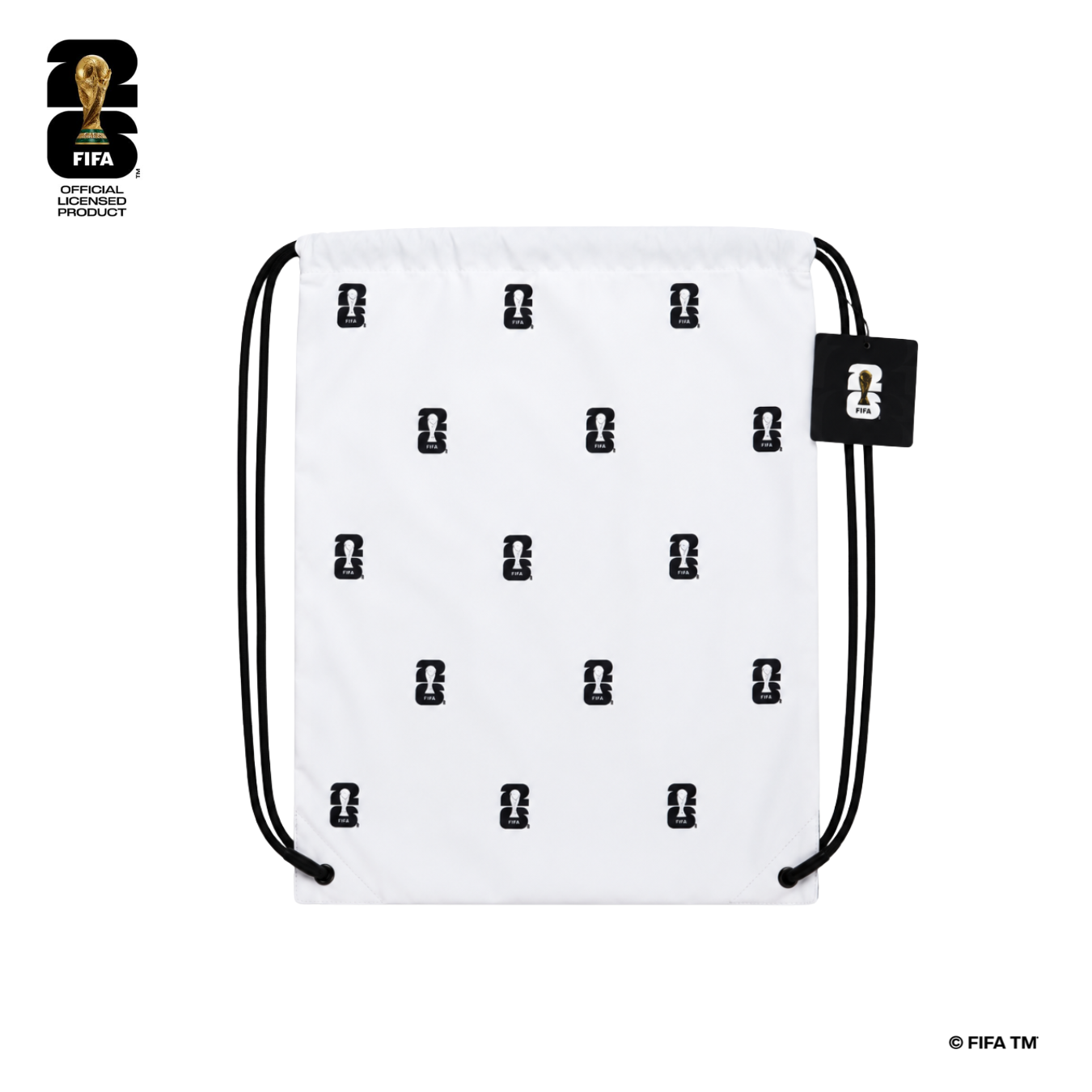 FWC26 Official Premium Drawstring Bag with Trophy Patterns - White - حقيبة FWC26 Official Premium Drawstring Bag with Trophy Patterns - White - حقيبة
