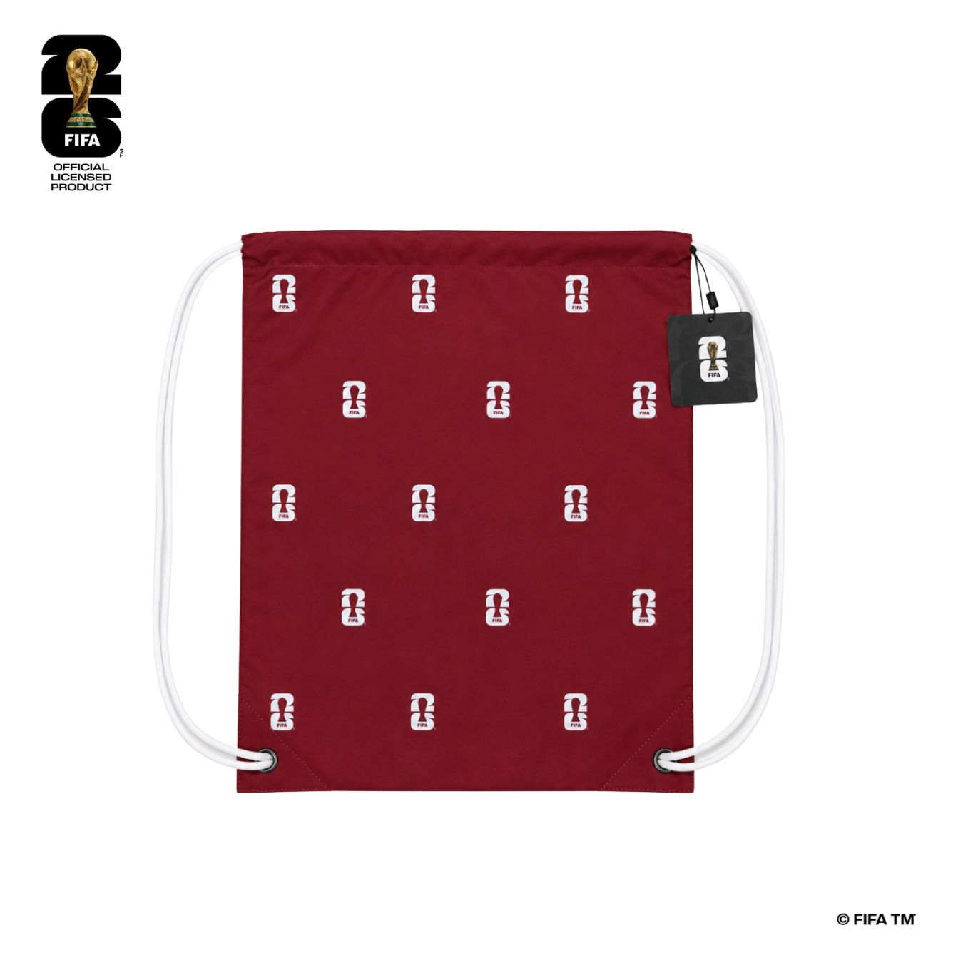 FWC26 Official Premium Drawstring Bag with Trophy Patterns - Red - حقيبة