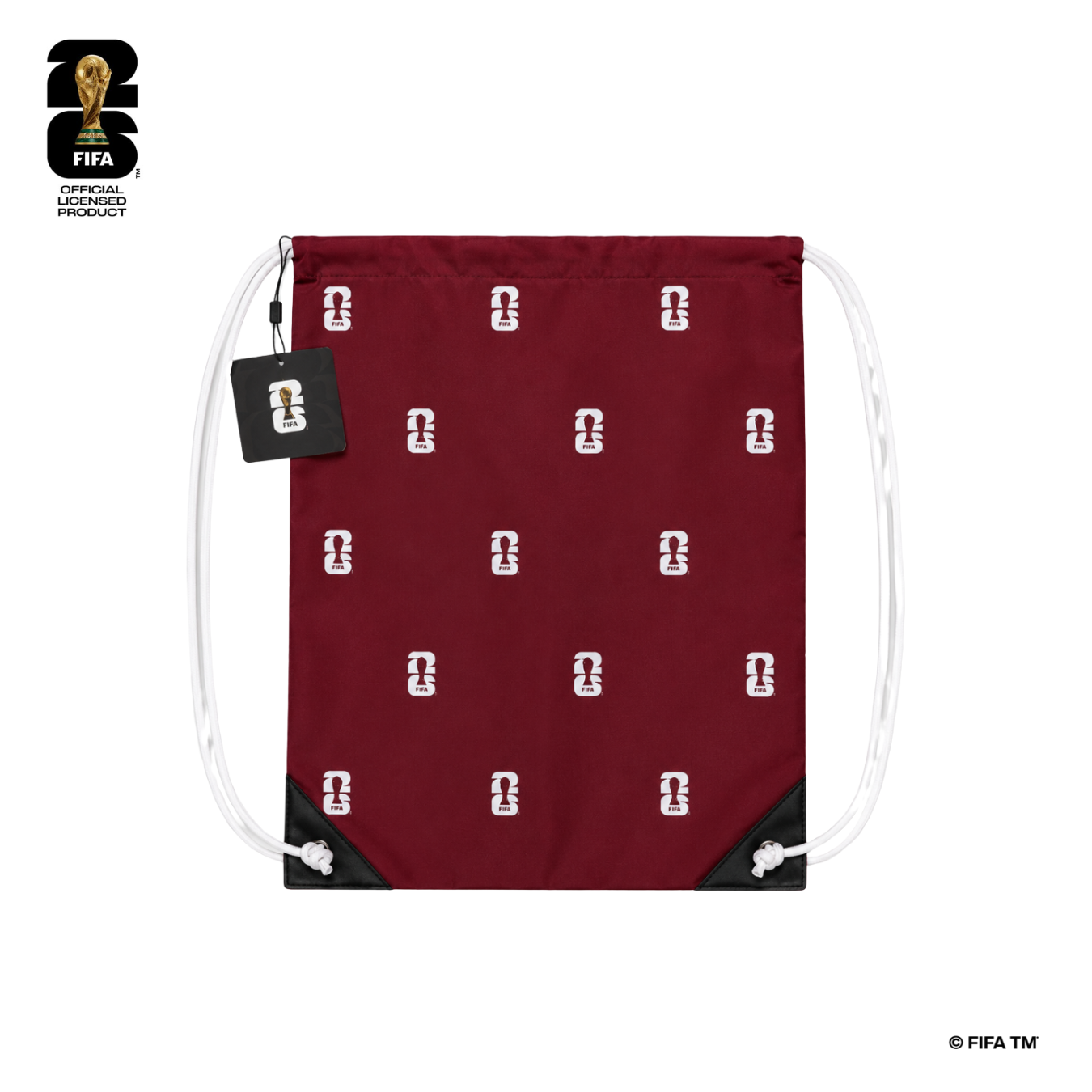 FWC26 Official Premium Drawstring Bag with Trophy Patterns - Red - حقيبة FWC26 Official Premium Drawstring Bag with Trophy Patterns - Red - حقيبة