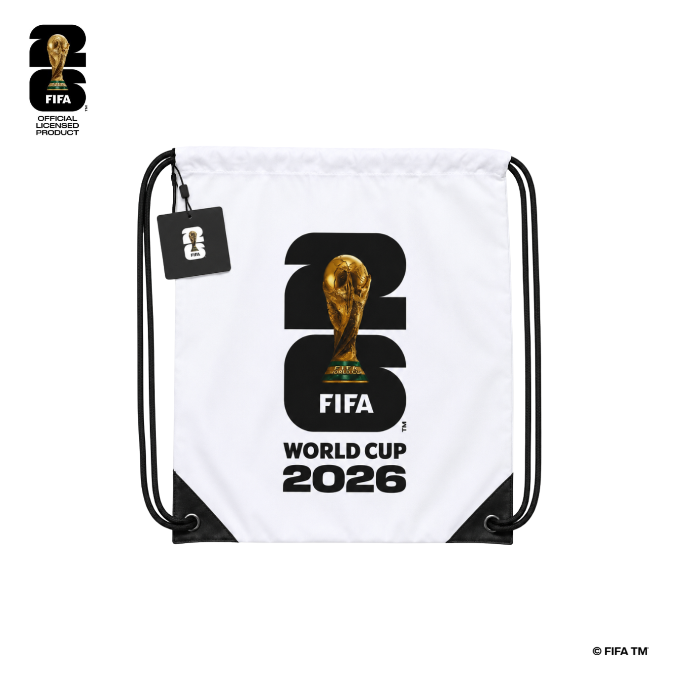 FWC26 Official Premium Drawstring Bag with official FIFA Logo - white - حقيبة