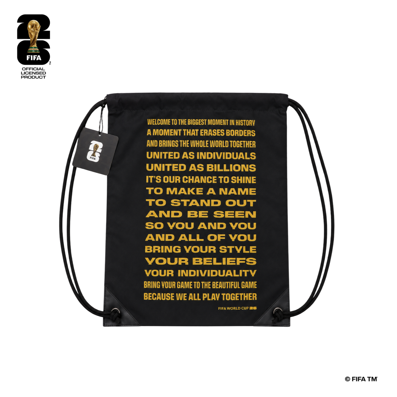 FWC26 Official Premium Drawstring Bag - Black/Gold - حقيبة FWC26 Official Premium Drawstring Bag - Black/Gold - حقيبة