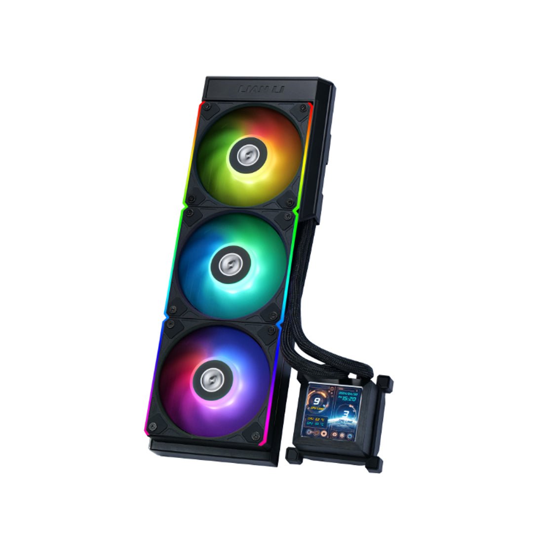 Lian Li HydroShift LCD 360mm RGB Fan Less Liquid Cooler - Black - مبرد Lian Li HydroShift LCD 360mm RGB Fan Less Liquid Cooler - Black - مبرد