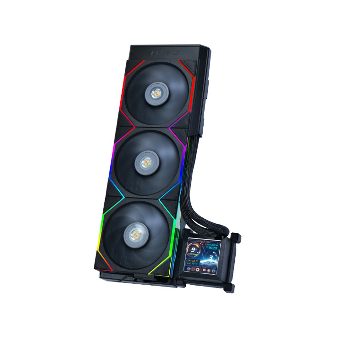 Lian Li HydroShift LCD 360mm RGB Fan Less Liquid Cooler - Black - مبرد Lian Li HydroShift LCD 360mm RGB Fan Less Liquid Cooler - Black - مبرد