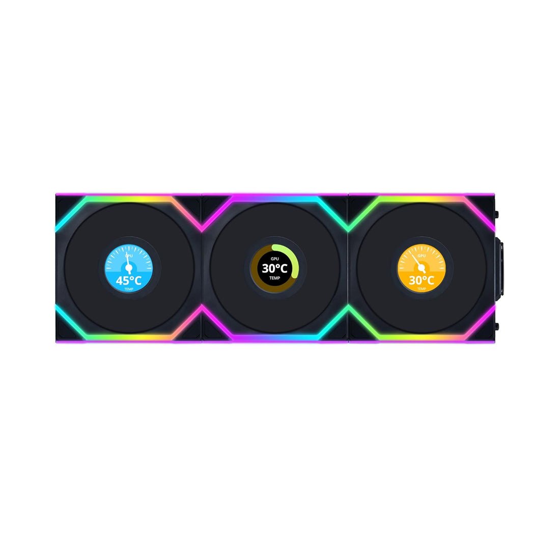 Lian Li Uni Fan SL120 LCD Triple Fan Kit - Black - مروحة تبريد Lian Li Uni Fan SL120 LCD Triple Fan Kit - Black - مروحة تبريد