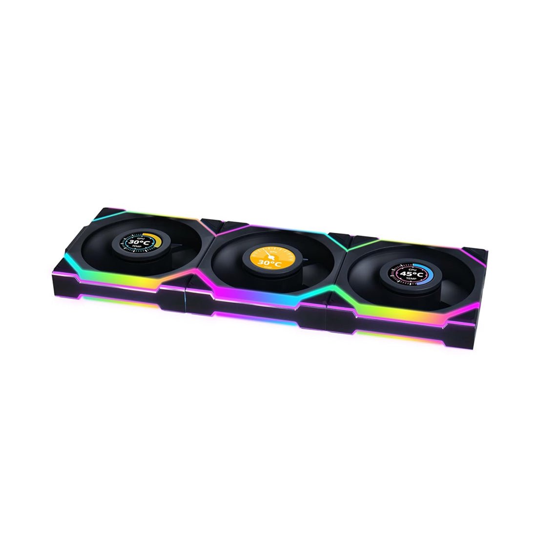 Lian Li Uni Fan SL120 LCD Triple Fan Kit - Black - مروحة تبريد Lian Li Uni Fan SL120 LCD Triple Fan Kit - Black - مروحة تبريد