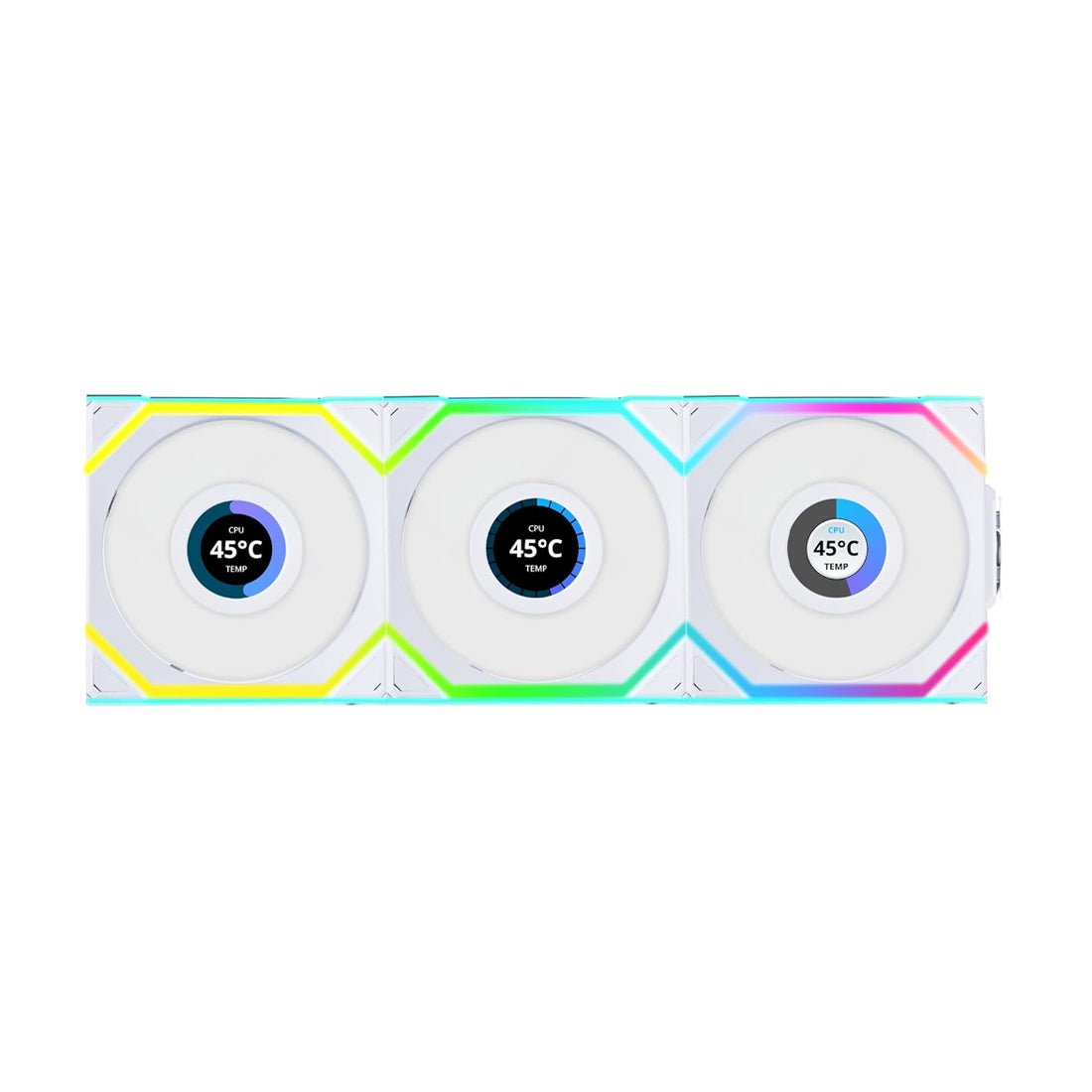 Lian Li Uni Fan SL120 LCD Triple Fan Kit - White - Merroحة Tbridyd Lian Li Uni Fan SL120 LCD Triple Fan Kit - White - Merroحة Tbridyd