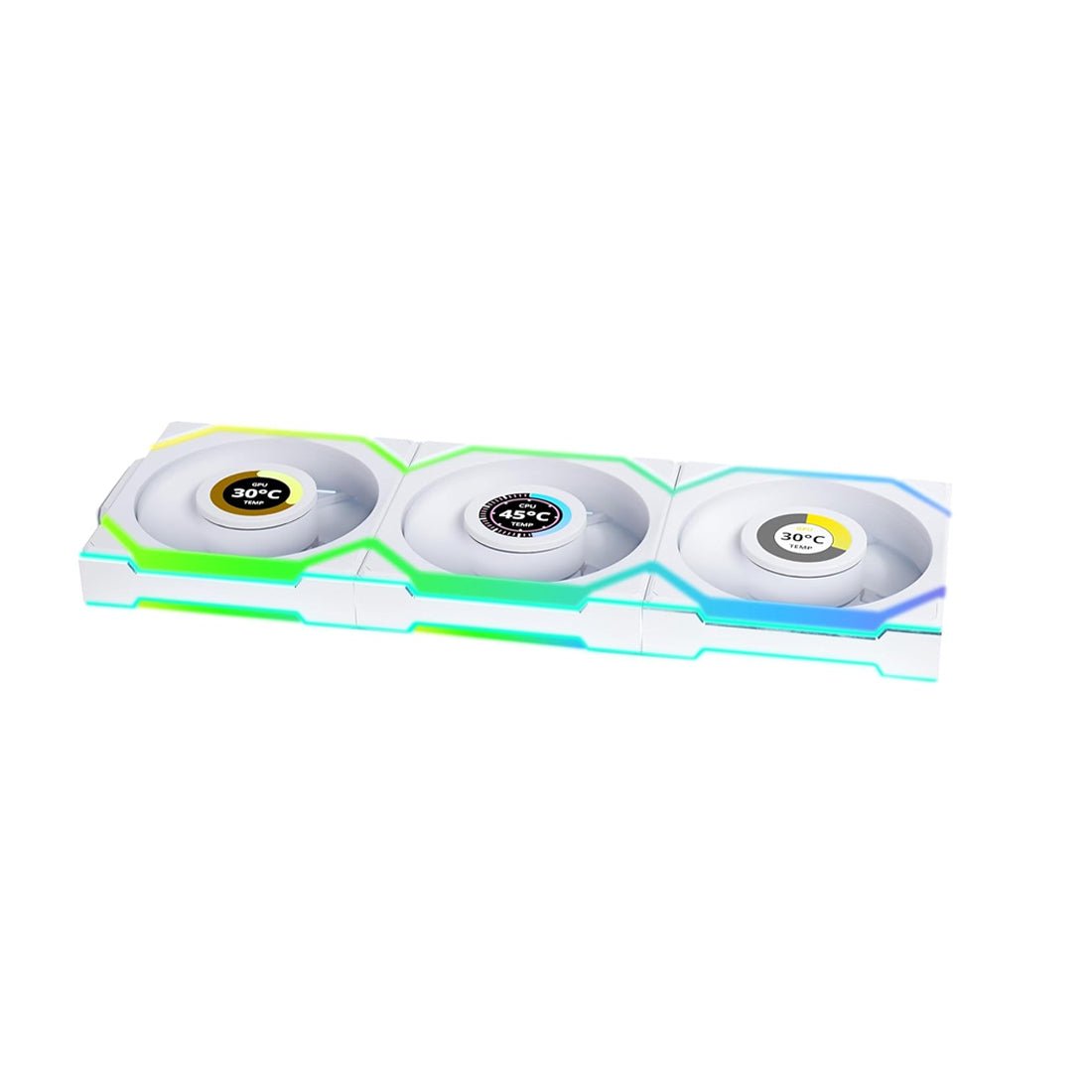 Lian Li Uni Fan SL120 LCD Triple Fan Kit - White - Merroحة Tbridyd Lian Li Uni Fan SL120 LCD Triple Fan Kit - White - Merroحة Tbridyd
