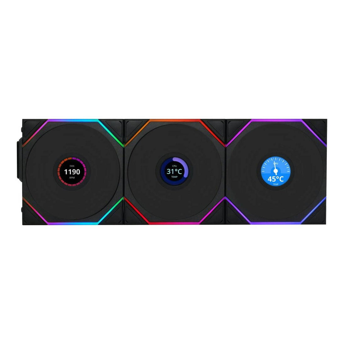 Lian Li Uni Fan TL120 LCD Wireless Triple Fan Kit - Black - مروحة تبريد