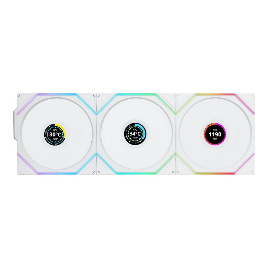 Lian Li Uni Fan TL120 LCD Wireless Reverse Blade Fan Kit - White - مروحة تبريد - Store974 Electronics WLL | ستور٩٧٤ للالكترونيات ذ.م.م