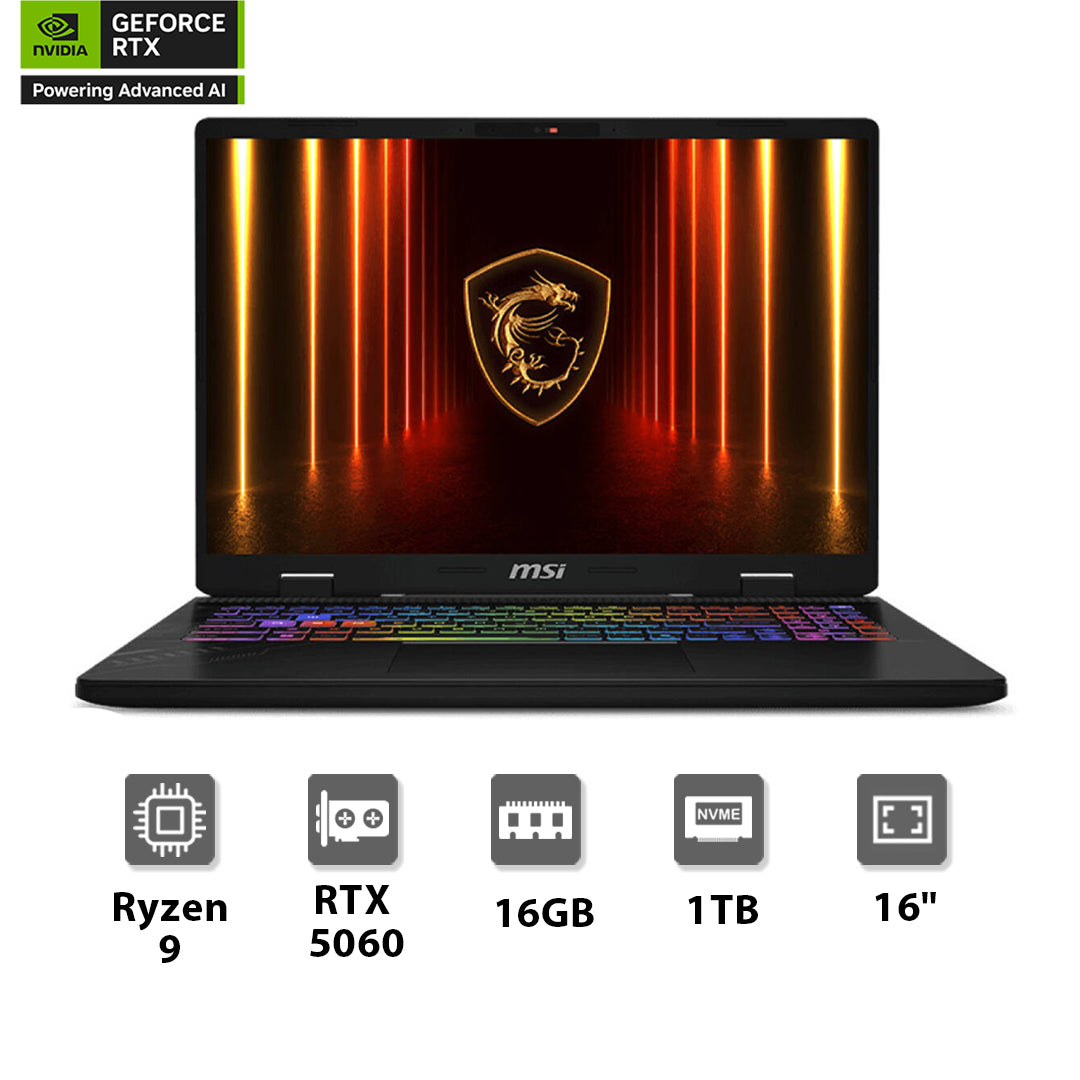 MSI Crosshair A16 HX D8WGKG Ryzen™ 9 8000 HX, 16GB, 1TB, RTX 5060 8GB, 16″ FHD 144Hz Gaming Laptop - حاسوب محمول - Store 974 Electronics WLL  | ستور٩٧٤ للالكترونيات ذ.م.م