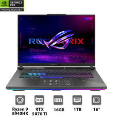 ASUS ROG Strix G16 Ryzen™ 9 8940HX, NVIDIA® GeForce  RTX™ 5070 Ti, 16GB DDR5, Gaming Laptop - حاسوب محمول