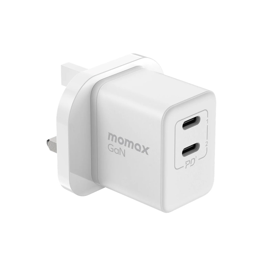 Momax OnePlug 35W 2 -Port Gan Mini Charger - White - شaحn Momax OnePlug 35W 2 -Port Gan Mini Charger - White - شaحn