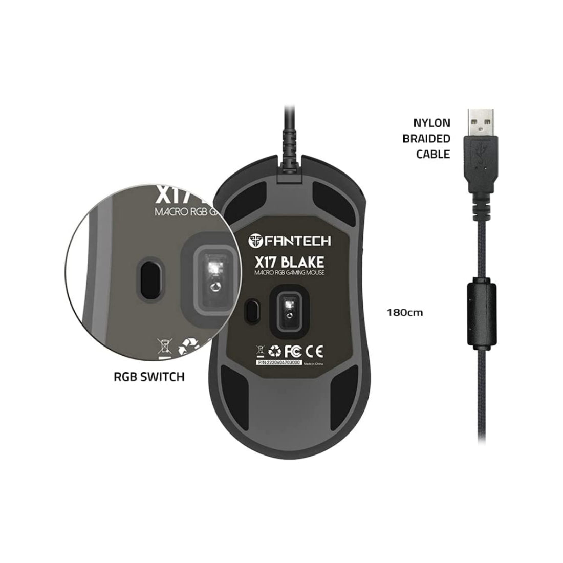 Fantech Blake X17 Advanced RGB Wired Gaming Mouse - Black - فأrة Fantech Blake X17 Advanced RGB Wired Gaming Mouse - Black - فأrة