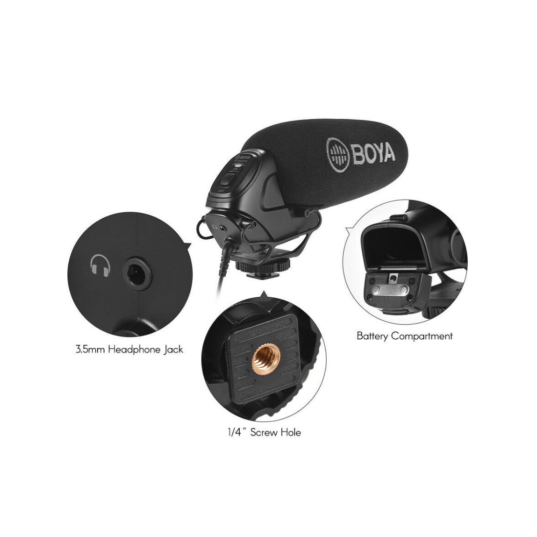 Boya BY-BM3032 Super Cardioid On-Camera Shotgun Microphone - ميكروفون Boya BY-BM3032 Super Cardioid On-Camera Shotgun Microphone - ميكروفون