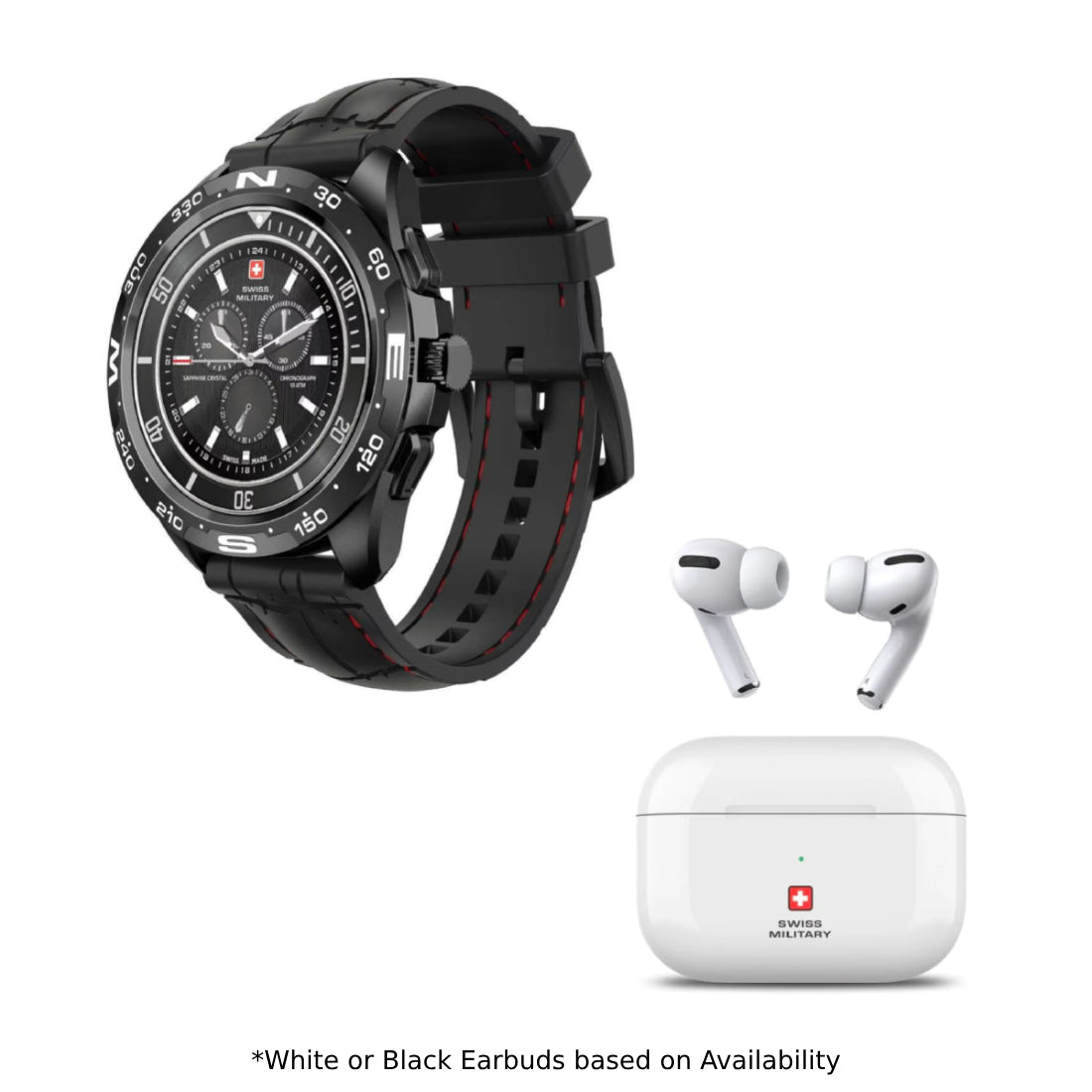 Swiss Military Dom Smart Watch Black & Victor Wireless Earbuds Combo - ساعة و سماعات - Store 974 | ستور ٩٧٤