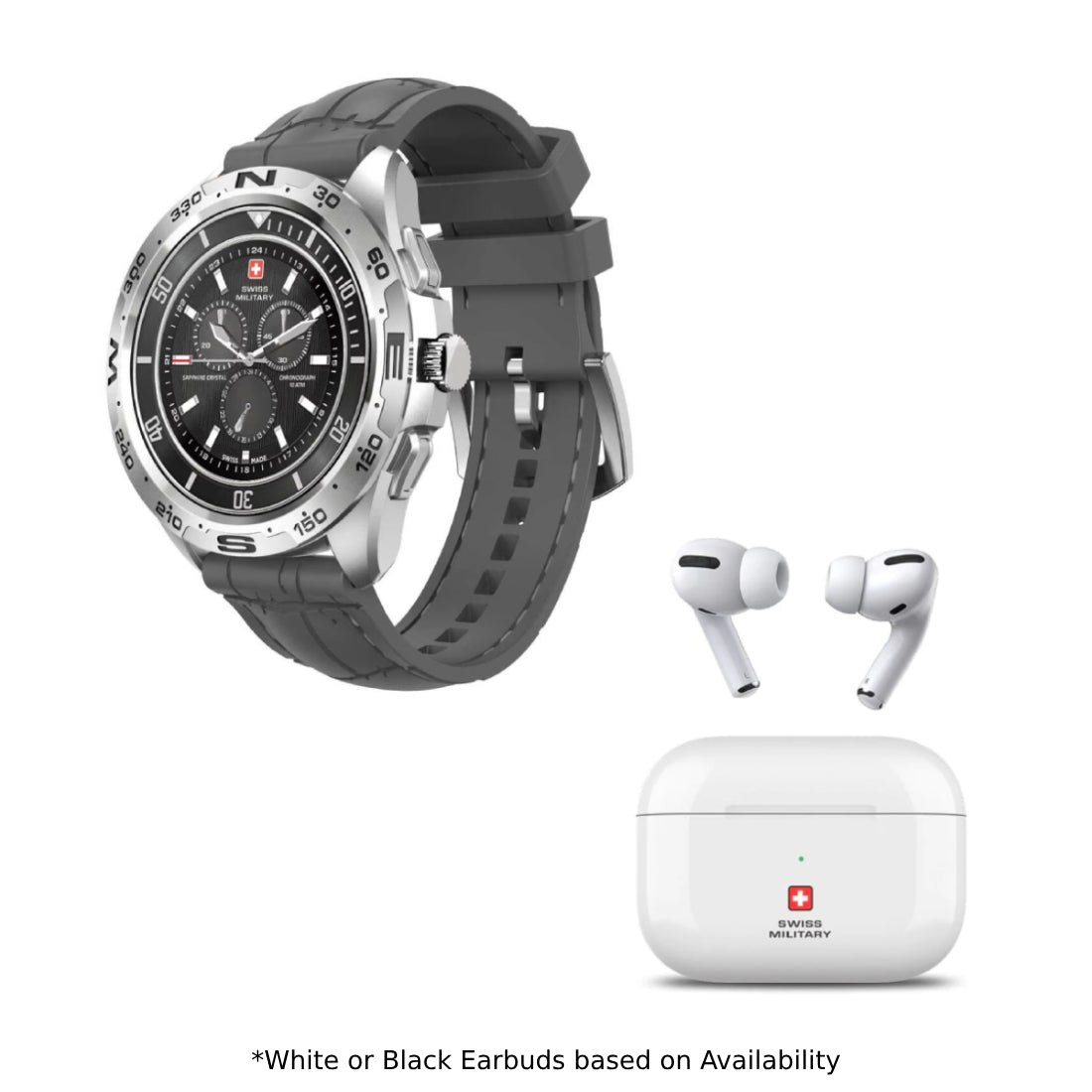 Swiss Military Dom Smart Watch Gray & Victor Wireless Earbuds Combo - ساعة و سماعات - Store 974 | ستور ٩٧٤