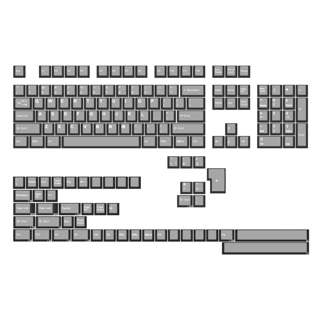 Tai-Hao ABS 152 Keys Cubic Profile Translucent Backlit Keycaps - Smoky Quartz - مفاتيح - Store 974 | ستور ٩٧٤